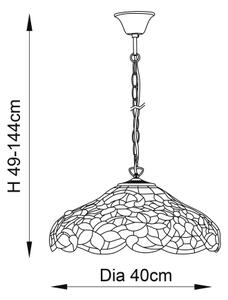 Endon 64325 - Lustr na řetězu Tiffany SULLIVAN 1xE27/60W/230V pr. 40 cm