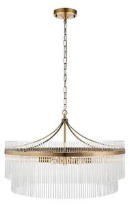 Endon 112574 - Lustr na řetězu MARIETTA GRAND 7xE14/7W/230V mosaz/čirá