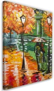 Obraz na plátně Pár Podzimní déšť jako malovaný - 40x60 cm