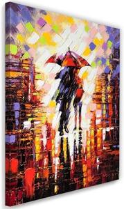 Obraz na plátně Zamilovaný pár v dešti jako malovaný - 80x120 cm
