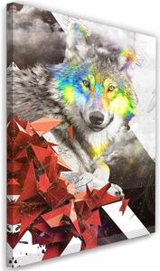 Obraz na plátně Vlk Abstraktní barevné - 70x100 cm