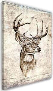Obraz na plátně Deer Beige Vintage - 60x90 cm