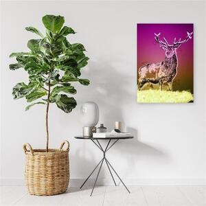 Obraz na plátně Jelen Zvíře Příroda Fialová - 40x60 cm