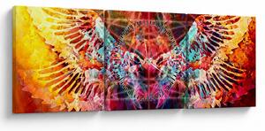 Obraz - Merkaba s křídly, abstrakce (s hodinami) (90x30 cm)