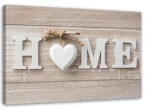 Obraz na plátně Heart Home Wood Shabby Beige - 60x40 cm
