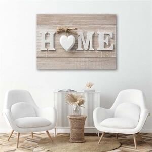 Obraz na plátně Heart Home Wood Shabby Beige - 60x40 cm