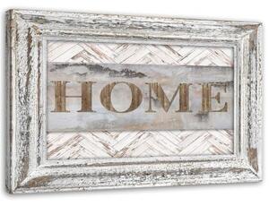Obraz na plátně Home Dřevěný rám s nápisem Heart - 90x60 cm