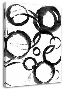 Obraz na plátně Kruhová abstrakce černá a bílá - 70x100 cm