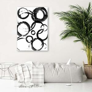 Obraz na plátně Kruhová abstrakce černá a bílá - 80x120 cm