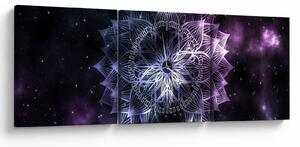 Obraz - Lotusová mandala ve vesmíru (s hodinami) (90x30 cm)