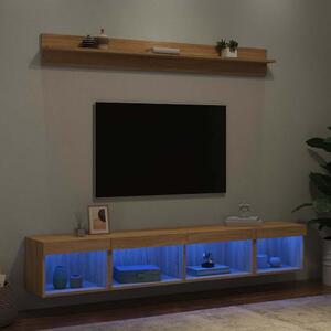 5dílná obývací stěna s LED dub sonoma kompozitní dřevo 3216684