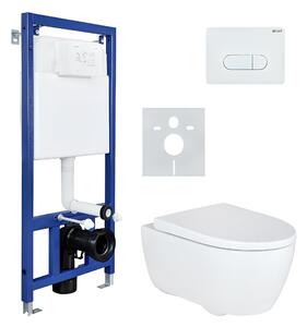 Geberit iCon WC set bezokrajový závěsný klozet s předstěnovým prvkem Belvit termosetové sedátko ovládací deska QuickRelease EasyMount zvukotěsný klozet kompletní sada