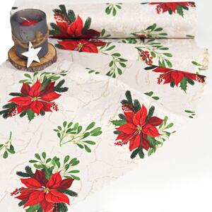 Vánoční běhoun v metráži - Poinsettia se jmelím 38 pouze střih
