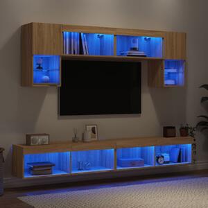 6dílná obývací stěna s LED dub sonoma kompozitní dřevo 3216706