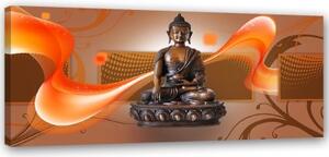 Obraz na plátně Buddha Zen Spa hnědý - 90x30 cm