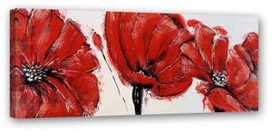 Obraz na plátně Červené máky jako malované - 150x50 cm