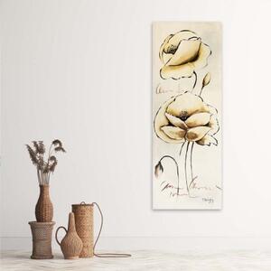 Obraz na plátně Květinová béžová vertikální příroda - 30x90 cm
