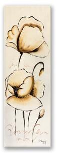 Obraz na plátně Béžové květiny jako malované - 30x90 cm