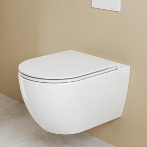 Závěsné WC HOROW bezokrajové – mísa s dvouotvorovým splachováním Superspin včetně víka s funkcí Softclose – 525 x 358 x 360 mm