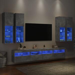 7dílná obývací stěna s LED osvětlením betonově šedá 3216774