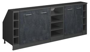 Kuchyňská skříňka pod šikmou střechu Vicco R-Line Černý beton 210 cm Sada 5 korpusů skříně hloubka 60 cm, Model 60259