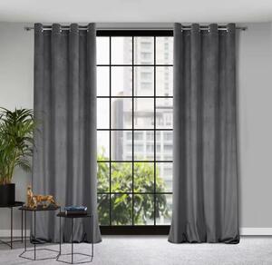 Kusový závěs s očky Velvet - tm. šedý 250 x 140