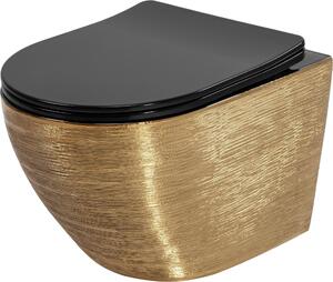 Závěsné Wc Rea Carlo Mini Tornado Black/Brushed Gold