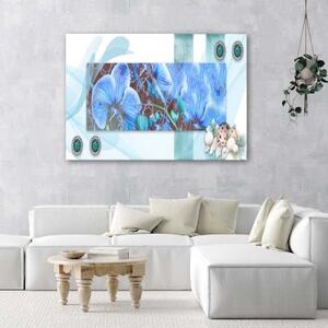 Obraz na plátně Orchidejová abstraktní modrá - 60x40 cm