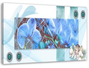 Obraz na plátně Orchidejová abstraktní modrá - 120x80 cm