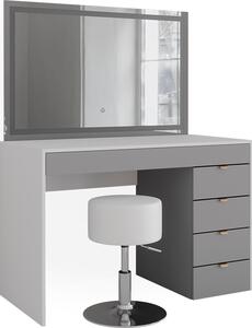 Toaletní stolek Vicco Elise Bílá/šedá/šedá 115 cm s LED zrcadlem a stoličkou, Model 41346