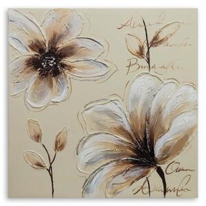 Obraz na plátně Květiny Béžová Natura - 40x40 cm