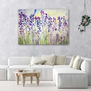 Obraz na plátně Abstraktní květiny louka fialová - 60x40 cm
