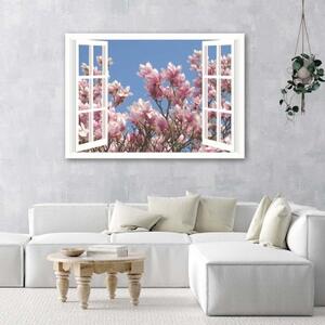 Obraz na plátně Pohled z okna Květiny Příroda - 60x40 cm