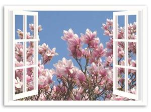 Obraz na plátně Pohled z okna Květiny Příroda - 60x40 cm