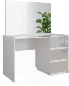 Toaletní stolek Vicco Marla Bílá vysoký lesk 120 cm se 3 zásuvkami a zrcadlem, Model 51985