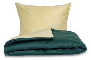 Kvalitex Saténové povlečení LUXURY COLLECTION tmavě zelené / smetanové 1x 140/200, 1x 70/90cm