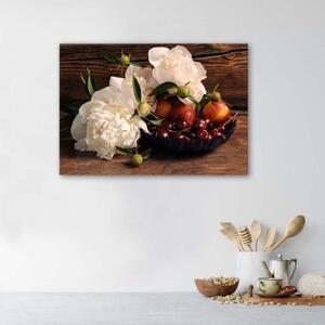 Obraz na plátně Zátiší Ovoce Květiny - 60x40 cm
