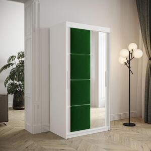 Šatní skříň Tapi 2 | 100 cm | bílá | zelený čalouněný panel