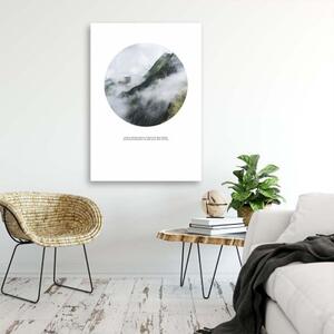 Obraz na plátně Hory Les v mlze Písmo - 40x60 cm