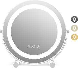Zrcadlo na líčení COSTWAY s osvětlením, zrcadlo na líčení s dotykovým spínačem a paměťovou funkcí, stmívatelné, otočné o 360°, stolní zrcadlo na toaletní stolek a psací stůl, 33 x 10 x 31 cm