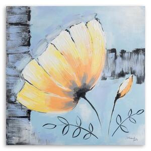 Obraz na plátně Akrylová malba Květina žlutá - 30x30 cm
