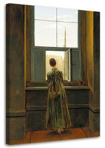 Obraz na plátně Žena u okna - Friedrich, - 70x100 cm