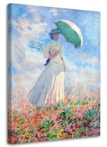 Obraz na plátně REPRODUKCE Žena s deštníkem - C.Monet, - 60x90 cm