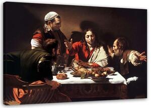 Obraz na plátně REPRODUKCE Poslední večeře v Emauzích - Caravaggio - 100x70 cm