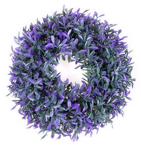 Věnec lístečky zeleno-fialový 26 cm