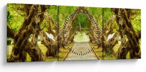 Obraz - Živý tunel z plumérií (s hodinami) (90x30 cm)