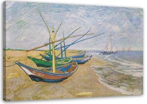 Obraz na plátně Rybářské lodě na pláži - V. van Gogh - 60x40 cm
