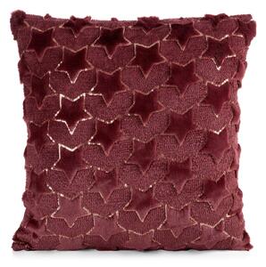 CHLUPATÝ VÁNOČNÍ DEKORAČNÍ POVLAK NA POLŠTÁŘ STARS 45X45 CM VÍNOVÝ
