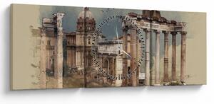 Obraz - Forum Romanum, Řím, Itálie (s hodinami) (90x30 cm)