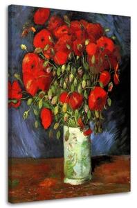 Obraz na plátně Váza s červenými máky Van Gogh - 70x100 cm